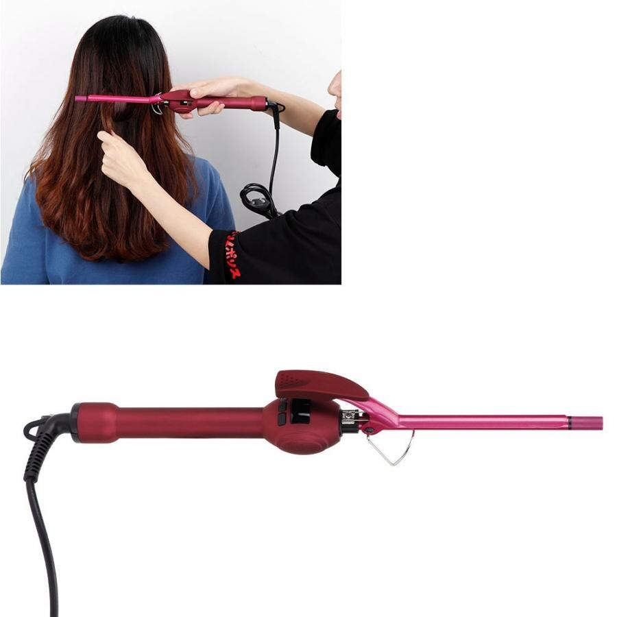 Haar wanken 9 MM Ultrafeinen Eisstockschießen Eisen Temperatur LCD Anzeige Haar Curler Anti-verbrühungen Styling Werkzeug Eisstockschießen Haar Werkzeuge