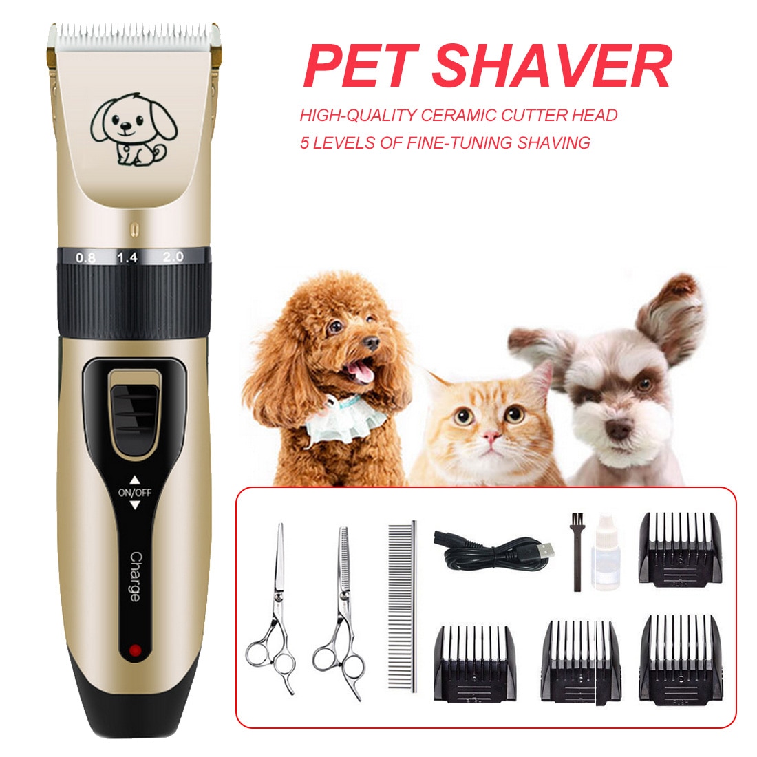 Elektrische Hund Haar Trimmer USB Aufladbare Haustier Haar Haarschneidemaschine niedrig-Lärm Katze Haar Entferner Pflege Haar Cutter Maschine
