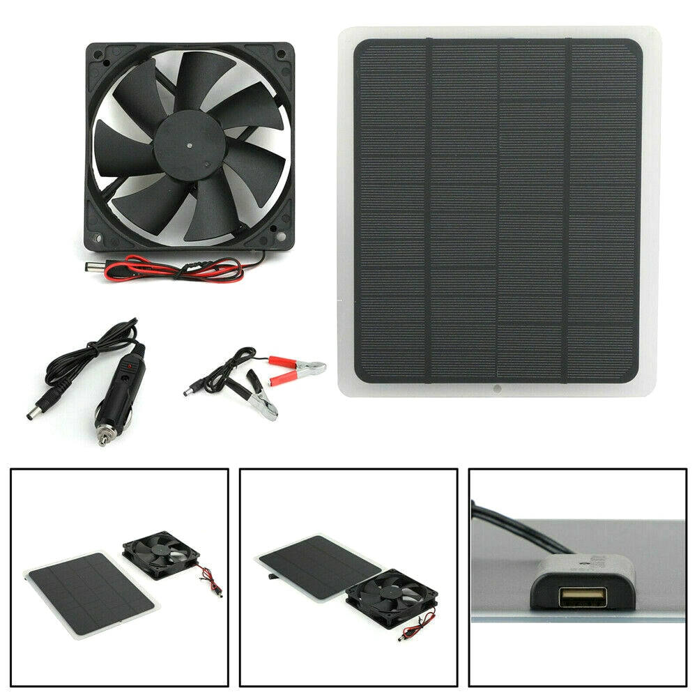20W Solar- Energie Ventilator mit Zelle Platte Fan Minitype Ventilator Für Hund Huhn Haus Gewächshaus RV