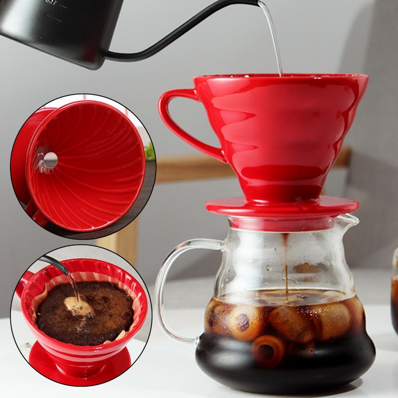 1-4 tassen V60 Kaffee Tropf Filter Tasse Keramik Kaffee Tropf Motor- dauerhaft Gießen Über Kaffee Hersteller Separaten stehen