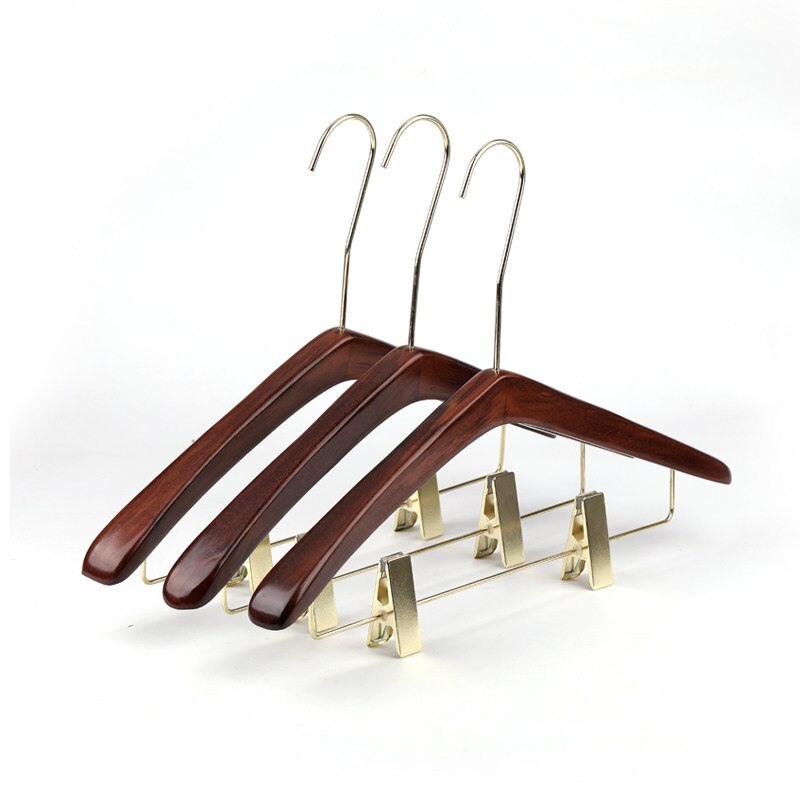 KleiderbüGel für Kleidung Luxus Holz Mantel KleiderbüGel Bekleidungs Anzeige mit Gold Clips Lange Haken