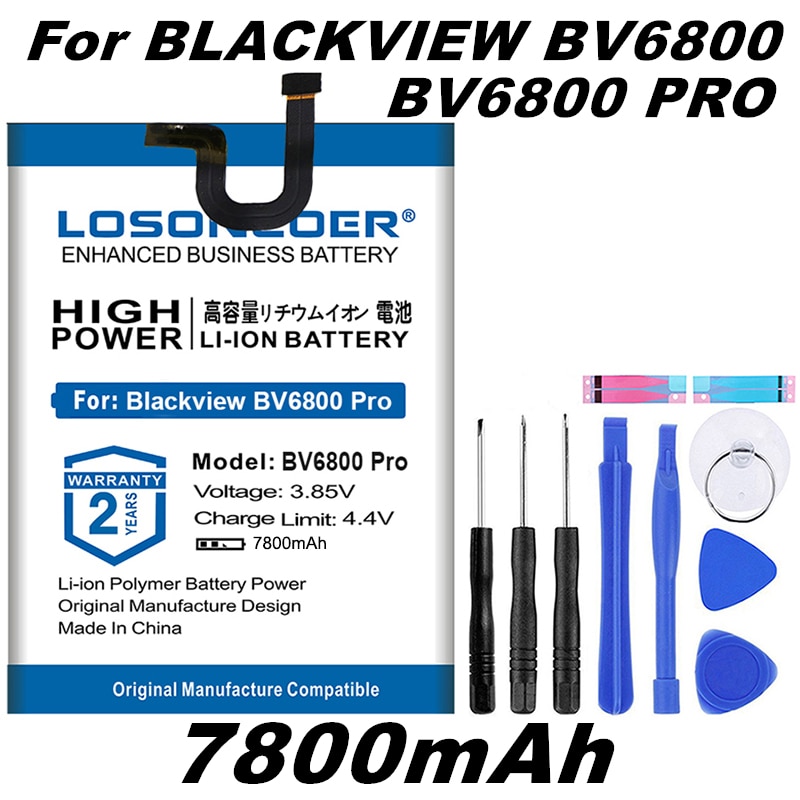 LOSONCOER 7800mAh 726280P BV6800 Gute Batterie Für Blackview BV6800 Profi Batterie IP68 Wasserdichte MT6750T Batterien