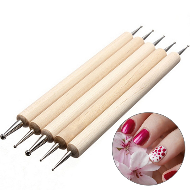 5Stck Dual Köpfe Holz Punktierung Stift Marbleizing Werkzeug Nagel Kunst Punkt Punktierung Werkzeug für Nagel Kunst Manikübetreffend Strass Pflücker