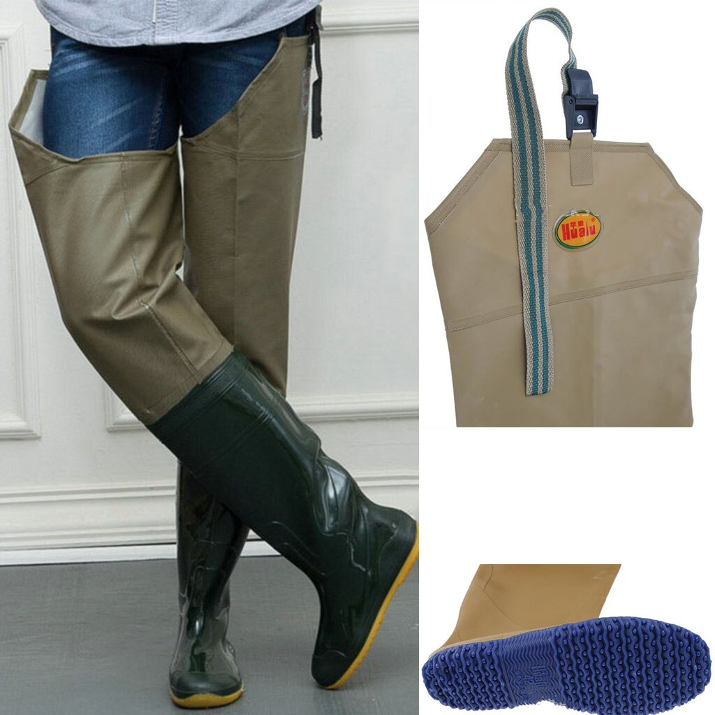 Angeln Wathosen Hosen Gummi Angeln Hosen Wasserdichte Angeln Wathosen Stiefel Overall Arbeiten Hosen w/Wathosen Sohlen Größe 41-44