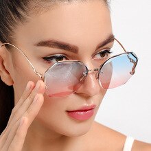 Neue Frauen Sonnenbrille Randlose Gradienten Sonnenbrille Weiblich Jahrgang Sonnenbrille Für Frauen Sommer Sport Sonnenbrille