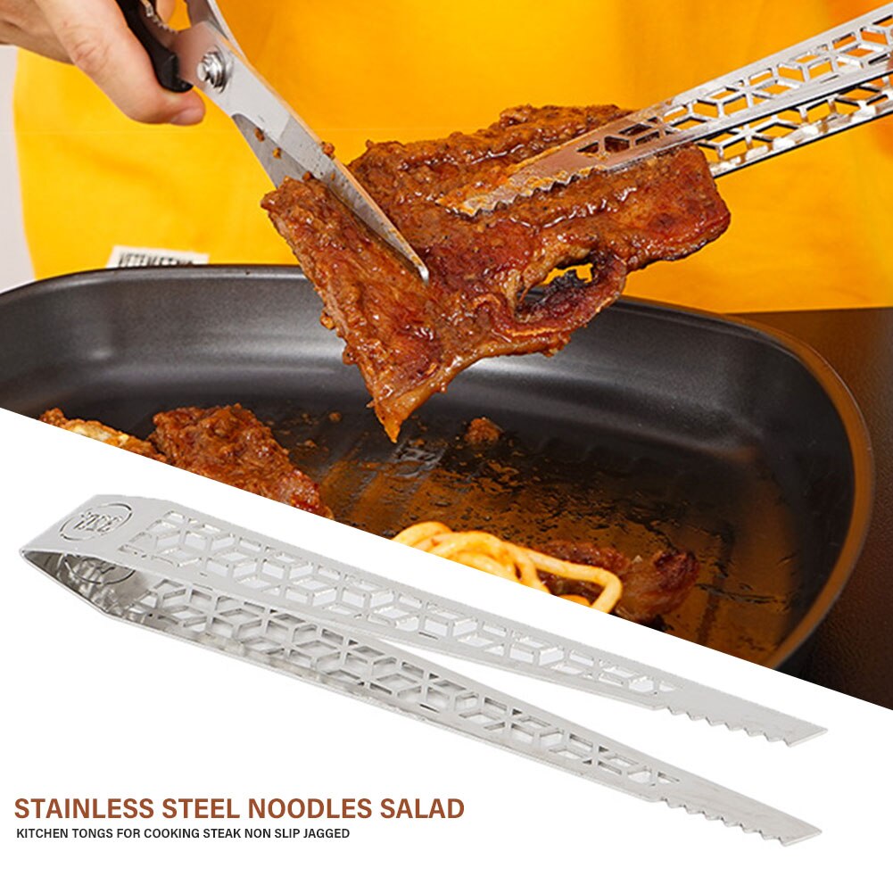 gezackt Für Kochen Rost Küche Zangen Nudeln Salat Edelstahl Tragbare Nicht Unterhose Multifunktions Hause Höhlte Steak