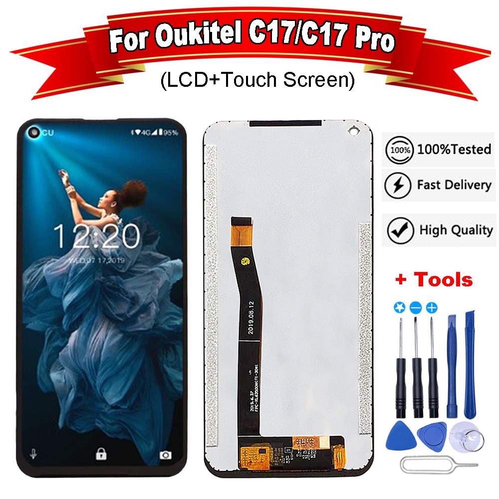 6,35 'Für OUKITEL C17 LCD Anzeige + berühren Bildschirm 100% Original Getestet LCD Digitizer Glas Tafel Ersatz Für Oukitel c17 Profi