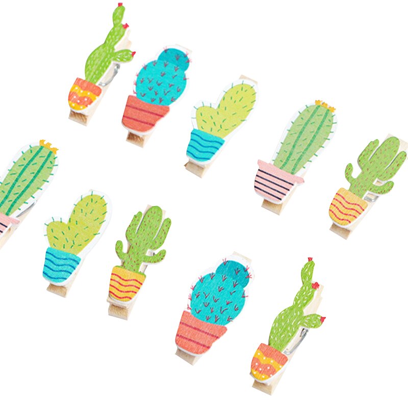 10 teile/los Kawaii Kaktus Holz Clips DIY Foto Clip Papeleria Zauberstab Dekoration Handwerk heringe mit hanf Seil büro Zubehör