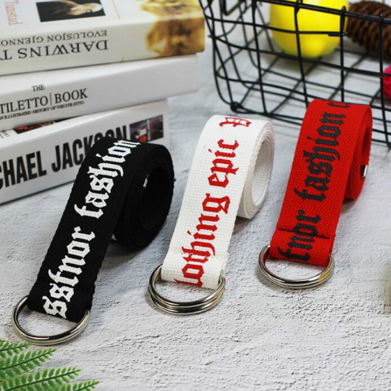 130cm neutral Nylon Leinwand Gürtel Druck D Ring Doppel Schnalle Schüler Gürtel Leinwand bund Gürtel mit doppel schnalle