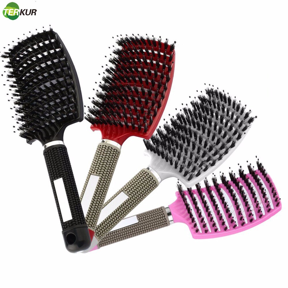 neue Haarbürste Haar Kopfhaut Massage Kamm Borsten & Nylon Frauen Nass Lockige Detangle Haar Pinsel für Salon Friseur Styling werkzeug