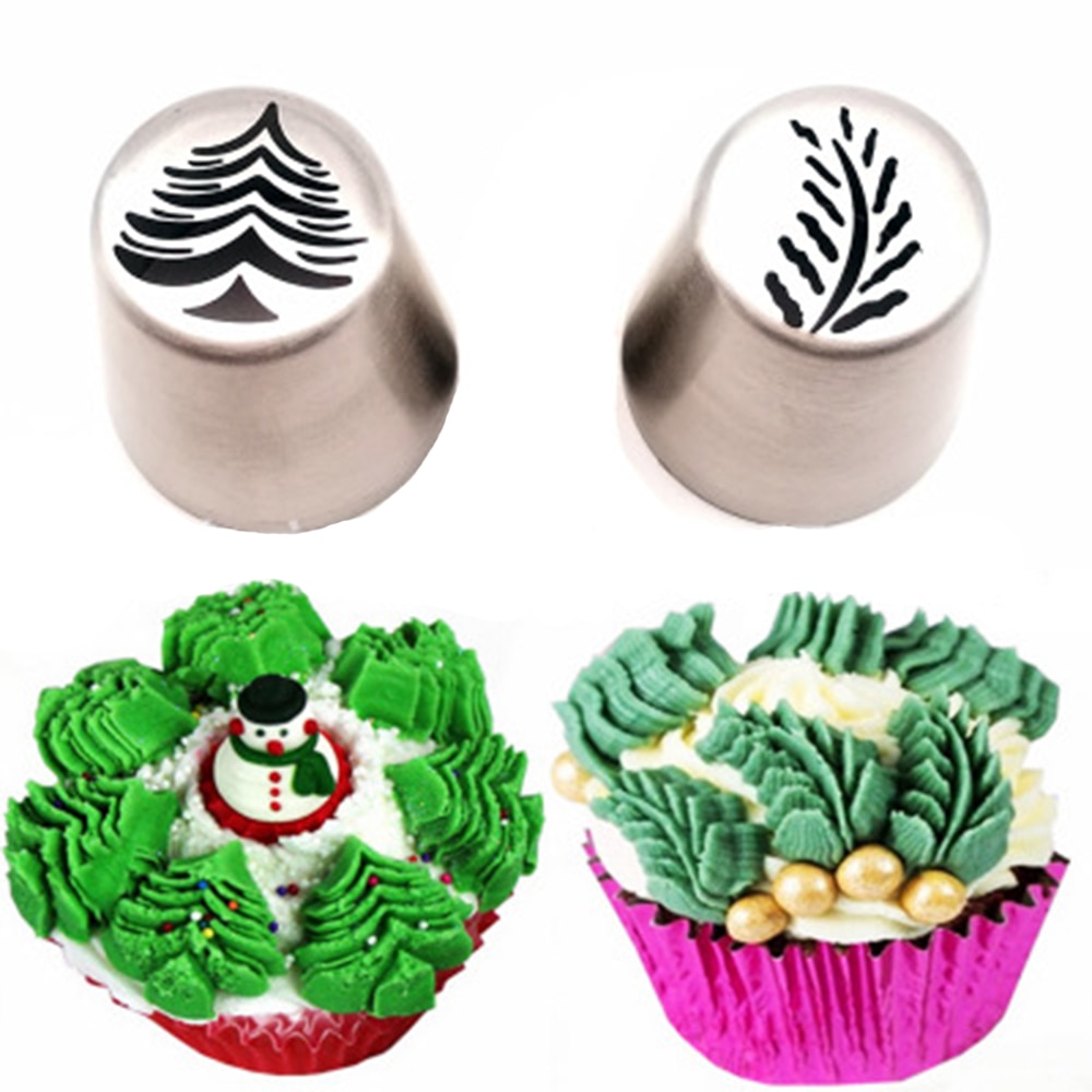 1Pc Edelstahl Weihnachten Baum Blatt aufbringen Kuchen Düsen Backen Gebäck Tipps Kuchen Dekorieren Werkzeuge Küche Backformen
