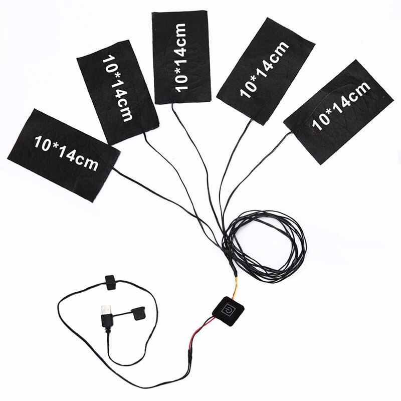 1 zu 5 USB Elektrische Heizung Pads 8,5 W Thermische Kleidung Wärmer Kohlenstoff Faser Schalter Tuch handschuhe schuhe Heizung