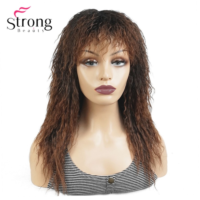StrongBeauty Lange Weichen, Flauschigen Wellen Klassische Kappe Schwarz, Braun Voll Synthetische Perücken