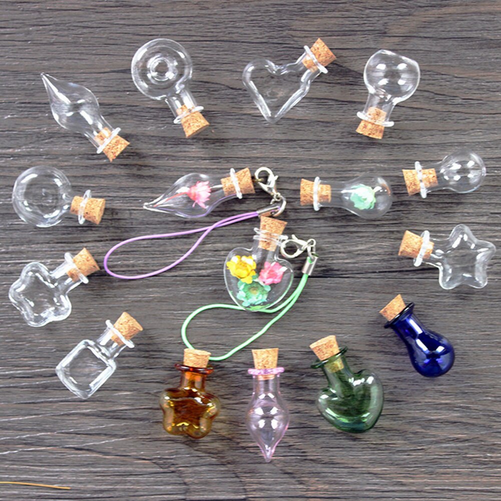 6 stücke Glas Favor Gläser mit Kork Deckel Stopper Kleine Leere Glas Flasche Winzigen Glas Gläser mit Kork Dekorative Wünschen glas Gläser