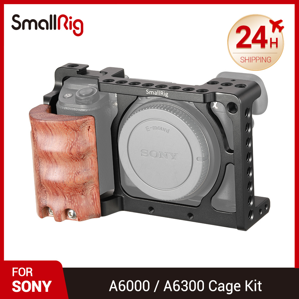 SmallRig A6300 KäFeige Anlage w/Holz Handgriff für Sony A6000/A6300 Kamera w/Kalten Schuh Für Mikrofon-Licht DIY Optionen 2082