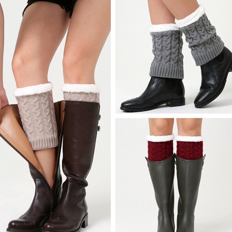 Herbst Winter Frauen Gestrickte Bein Wärmer Kurzen Stiefel Manschetten Häkeln Stiefel Socken Wolle Warme Strick Stiefel Abdeckungen Weichen Fuß Abdeckung socken