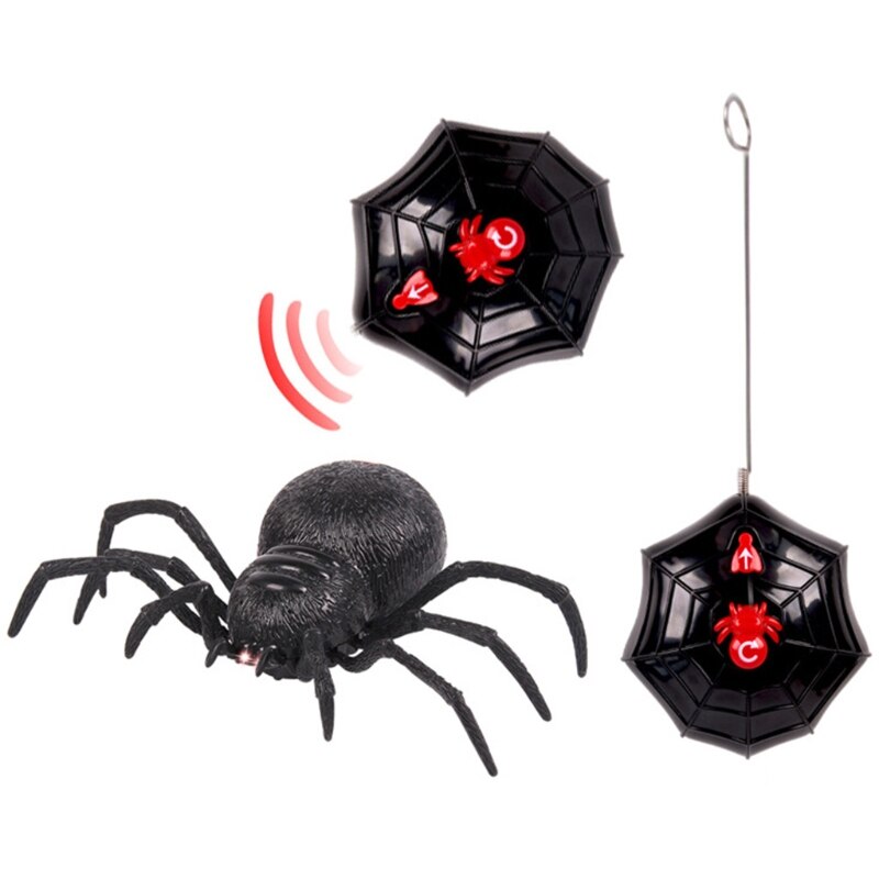 2 kanal Fernbedienung Simulation Elektrische Spinne Modell Spielzeug Augen glühend knifflig unheimlich RC Spielzeug Halloween Parodie Requisiten