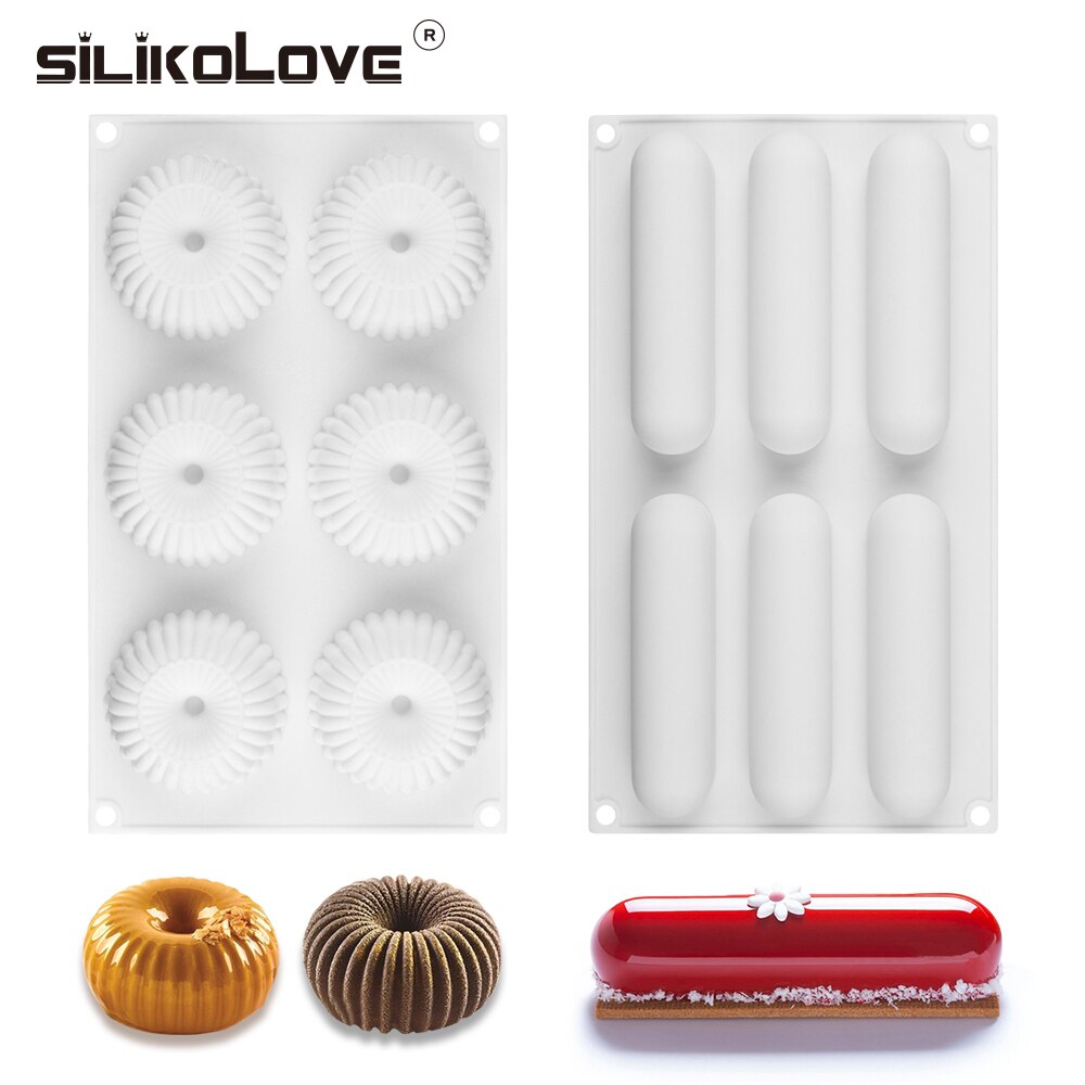 SILIKOLOVE 6 Hohlraum Oval Runde Silikon Kuchen bilden Backen Mousse Schokolade Gelee Weiß Mousse bilden Backformen einstellen Kuchen Dekorieren