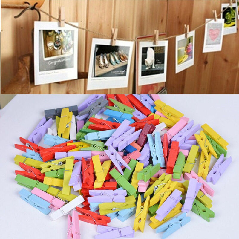 50x Mini Holz Wäscheklammern Wäsche Foto Papier Anbindung Clip Kleidung Stifte Kunst Handwerk PL