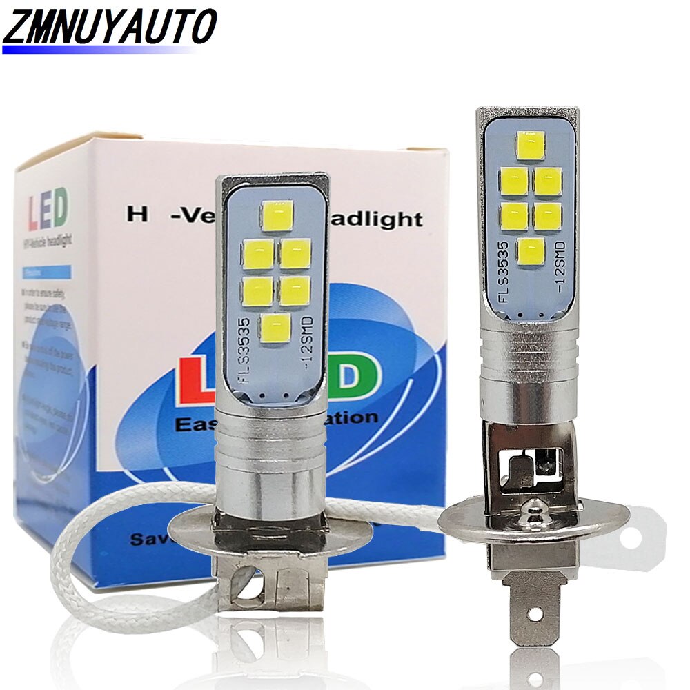 2Stck H1 LED-lampe Super Helle 12Stck 3535SMD Auto Nebel Lichter 6500K DRL H3 LED Schild Lampe fahren Tagfahrlicht Lampe Auto 12V 24V Weiß