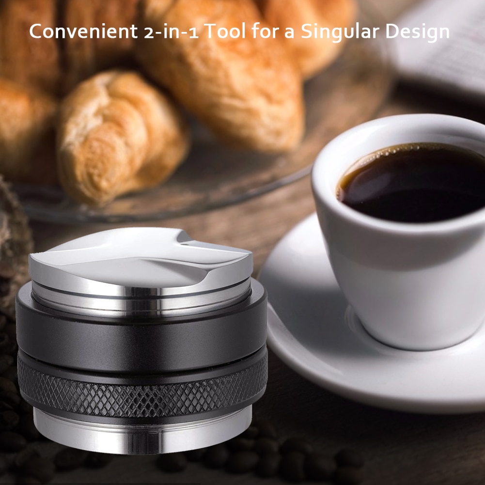 Kaffee Verteiler Leveler Dual Kopf Einstellbare Tiefe Espresso Hand Kegel Kaffee Verteiler manipulieren Dual Kopf 53mm