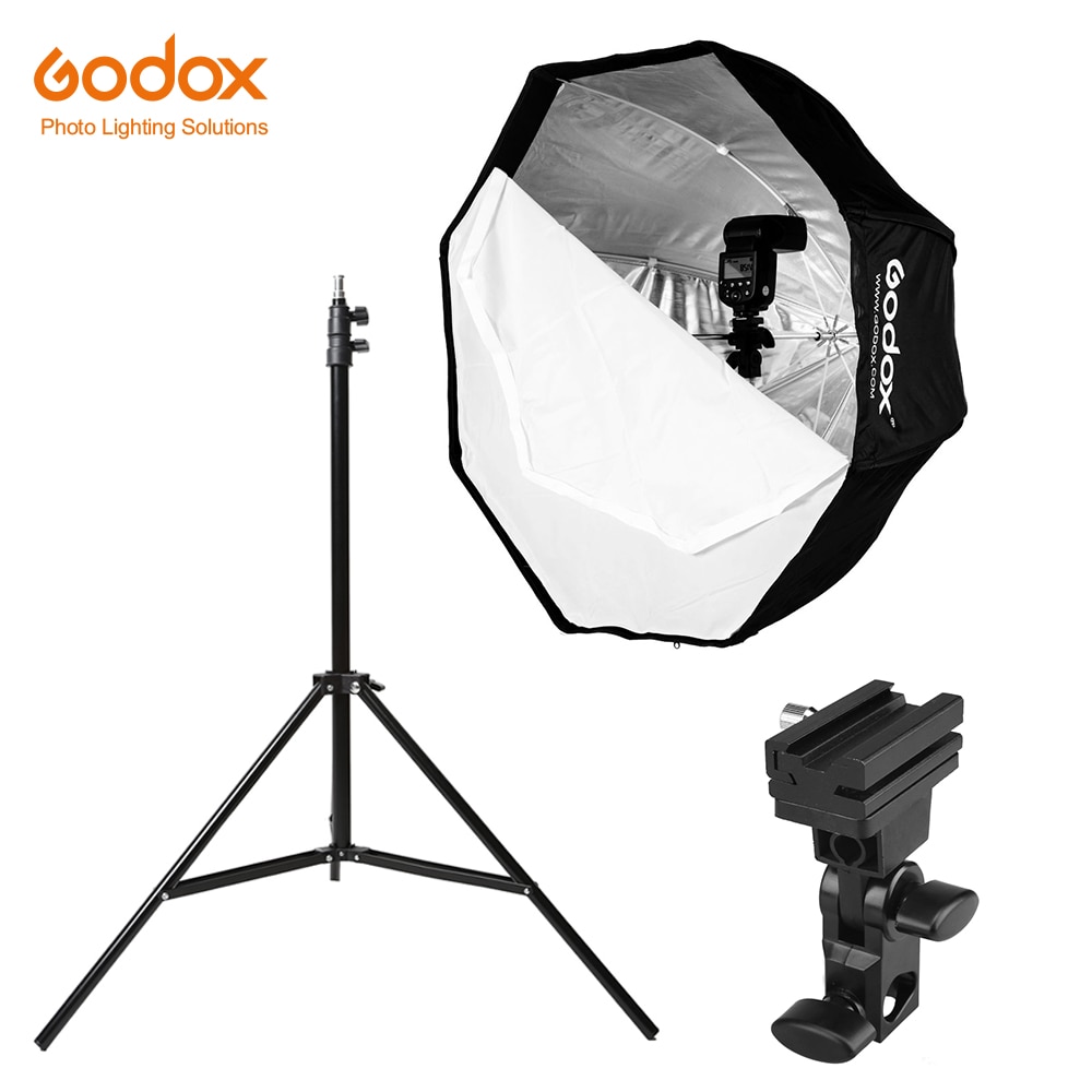 Godox 31.5in 80 cm Achteck Regenschirm Softbox 200 cm Licht stehen Regenschirm Heißer Schuh Halterung Bausatz für Speedlite Blitz