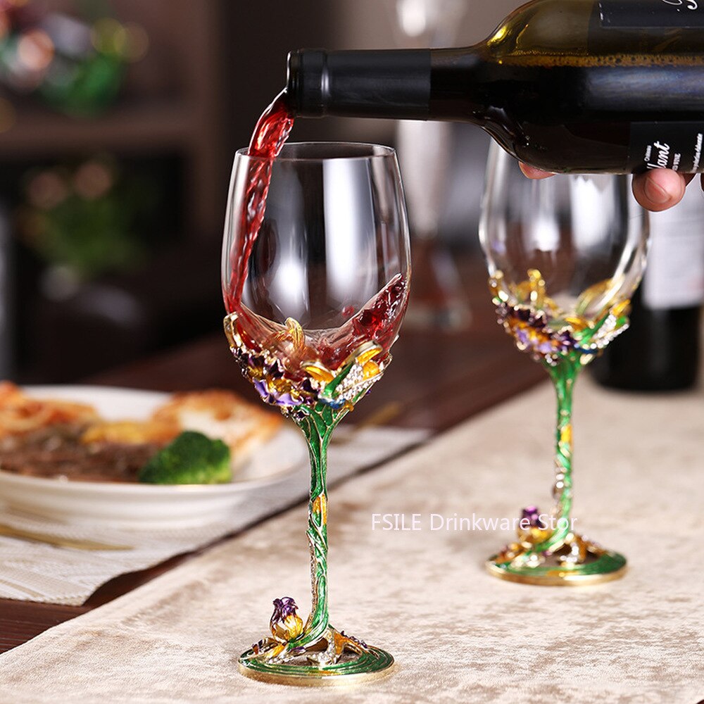 2-stück Kasten emaille wein glas kristall glas einstellen hoch Klasse kristall glas wein glas champagner glas
