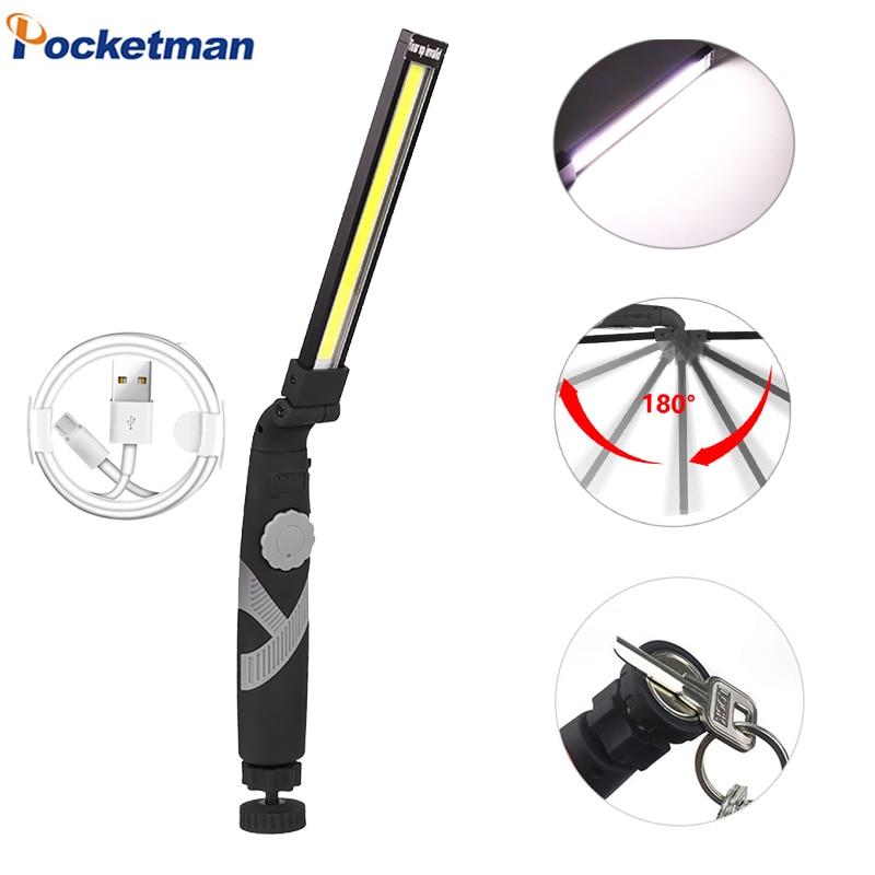 Magnetische Arbeit Licht Kolben LED Arbeit Lampe USB Aufladbare Taschenlampe flexibel Lampe Inspektion Licht Notfall Dreh Taschenlampe