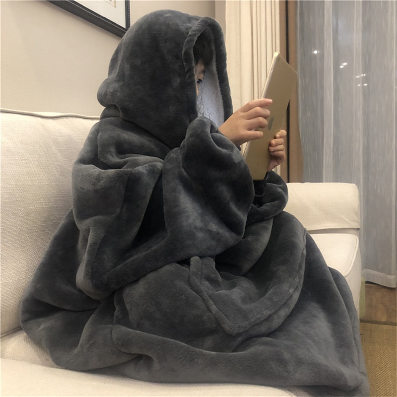 Winter Übergroßen Hoodies Frauen Vlies Warme TV Decke mit Ärmeln Tasche Flanell Plüsch Dicken Sherpa Riesen Hoody Lange Sweatshirt