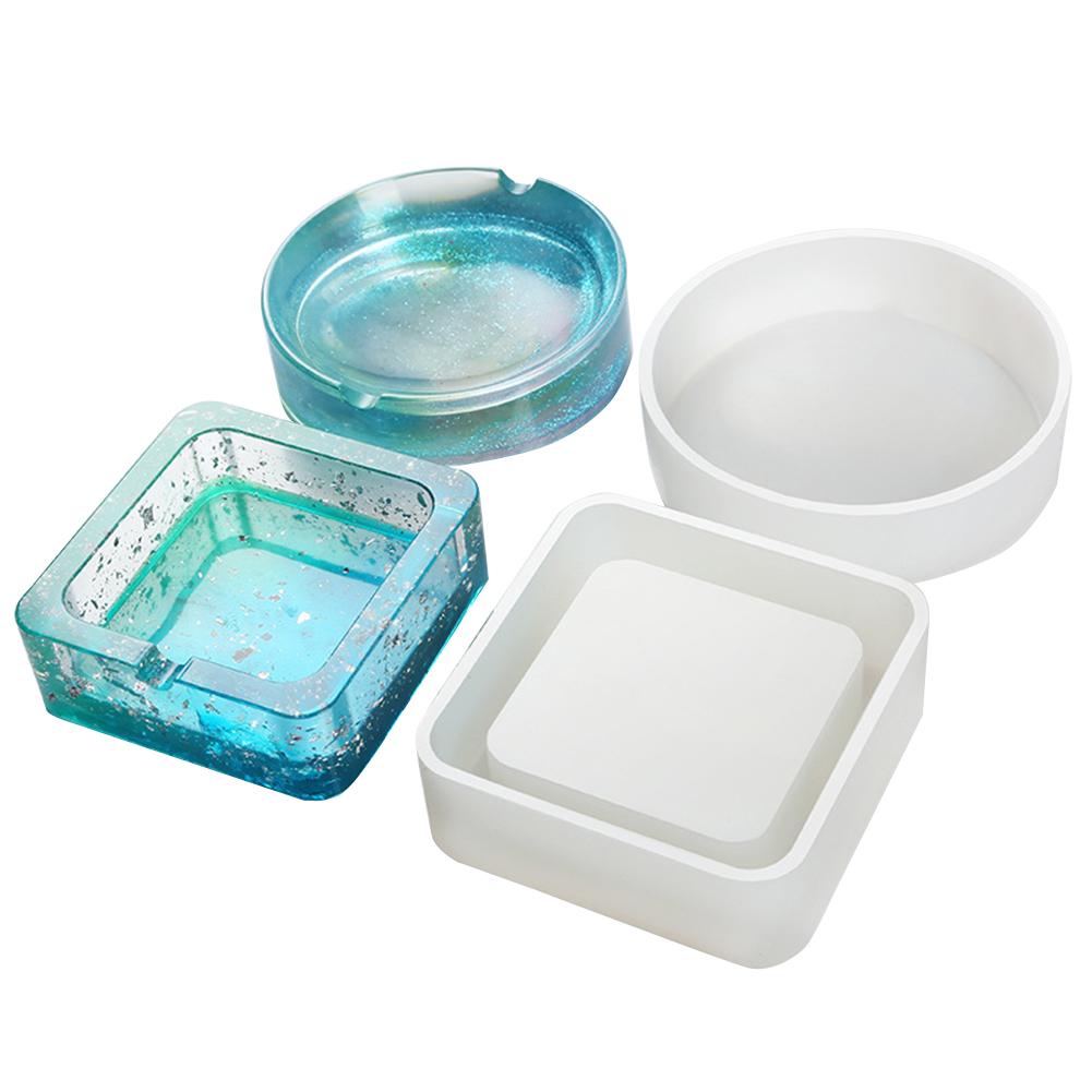 Kristall Epoxid Kreisförmigen Platz aufbringen Aschenbecher Parfüm Gips Schimmel für Hause Automobil Dekoration DIY Hand Seife Silikon Formen