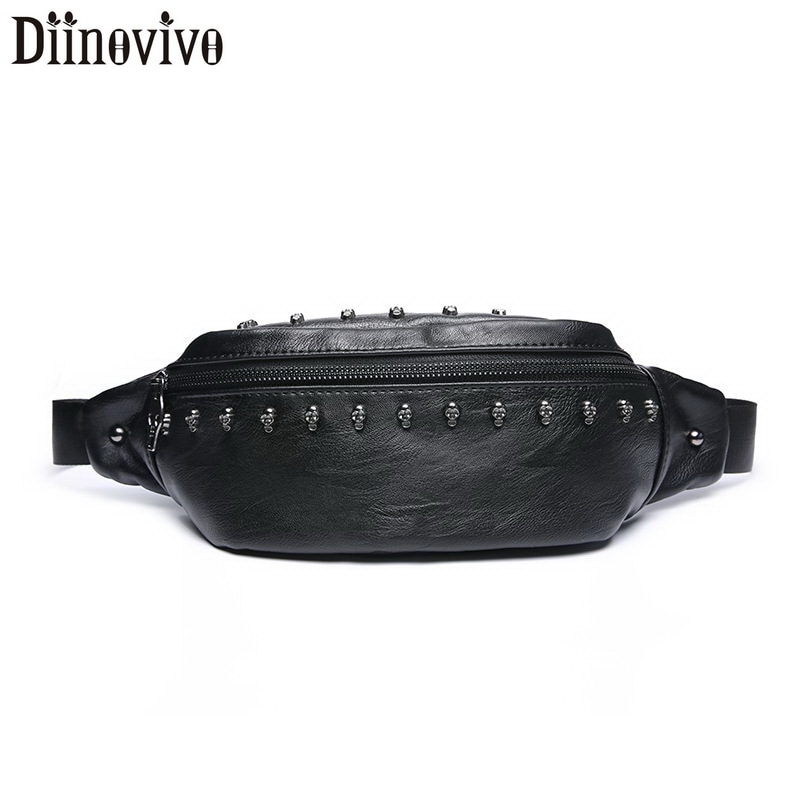 DIINOVIVO Niet Taille Pack Frauen Schädel Brust Taschen Weibliche Banane Beutel PU Leder fanny Pack Taille Taschen Reise WHDV1338