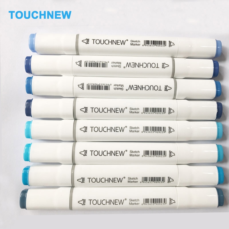 TOUCHNEW Kunst Marker 8Stck Blau Farben Künstler Dual geleitet Marker einstellen Manga Schule Zeichnung Skizze Stift Kunst Liefert