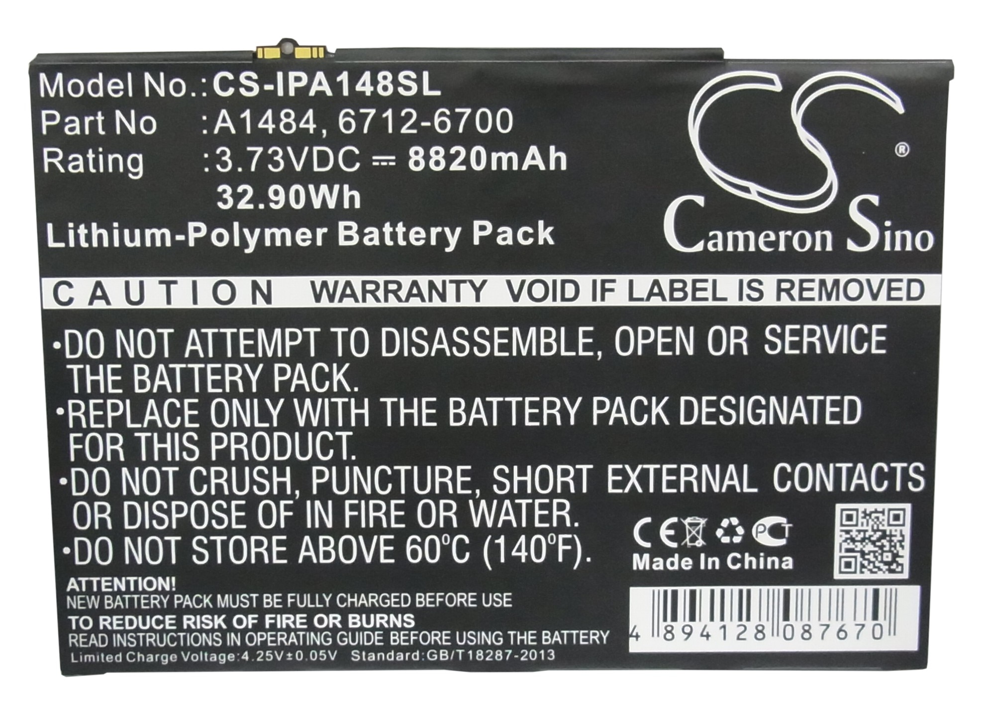 Cameron Sino 8820mAh Batterie 6712-6700 für Apfel A1474, A1475, i-Pad 5, i-Pad Luft, i-Pad Luft 1st, MD785LL/A, MD786LL/A