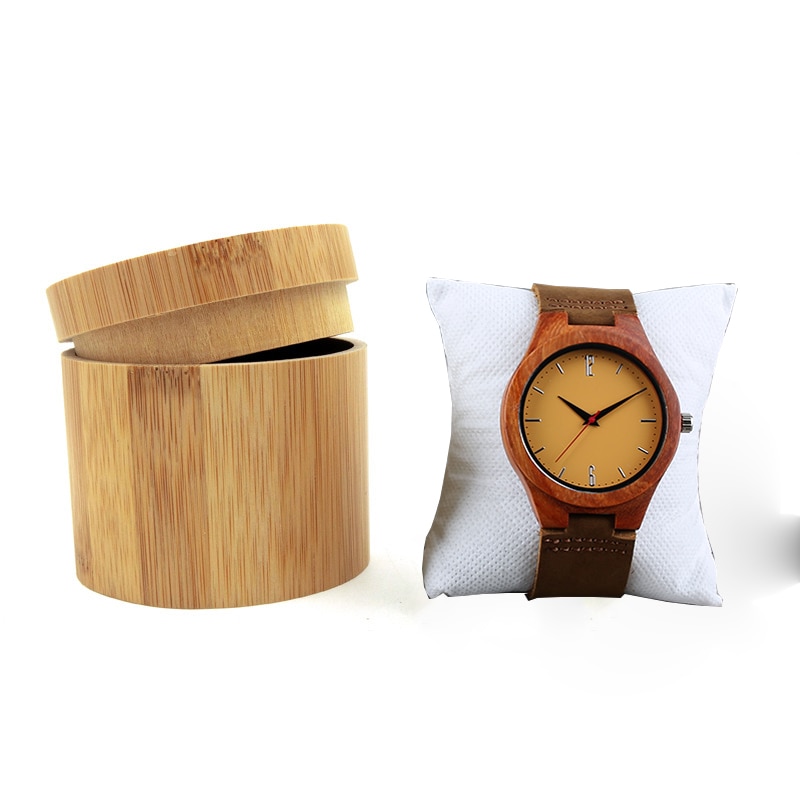 Bambus Holz Runde Uhr Kasten Uhr Veranstalter Boxen für Holz Uhr Zylinder Uhren Schmuck Anzeige fallen Lagerung Uhr Kasten Halfter