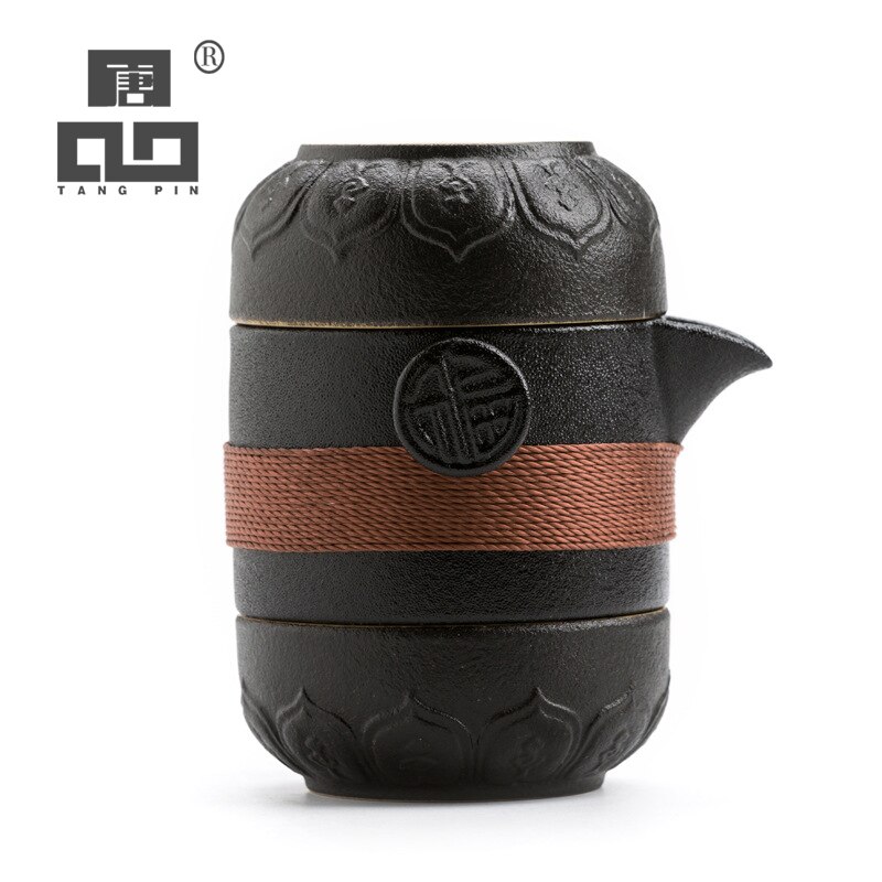 TANGPIN schwarz geschirr keramik teekannen mit 2 tassen Tee-setzt tragbare reise Tee-einstellen Getränk Kung-Fu Tee-einstellen Tee reise