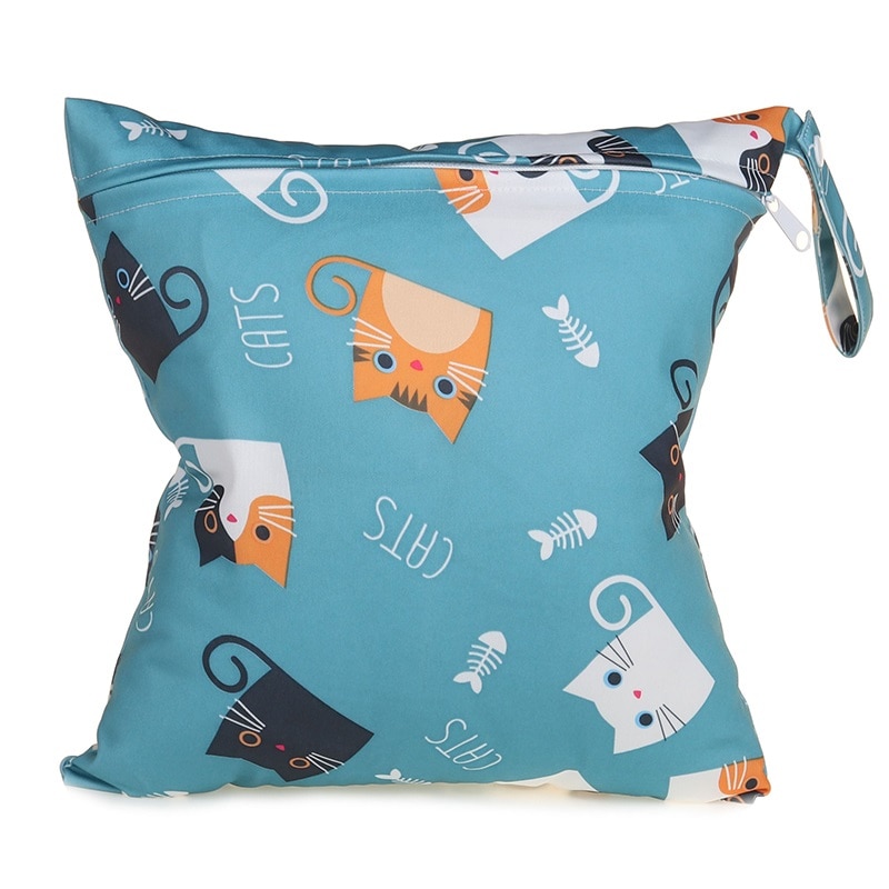 Sieben katze aufbringen Wasserdicht nass taschen einzigen Reißverschluss Tasche Baby Windel Lagerung Tasche Waschbar Tuch Windel Nass tasche
