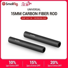 SmallRig 15mm Kohlenstoff Fiber Stange 4 zoll Lange für 15mm Stange Licht Gewicht Unterstützung System DSLR Kamera Anlage -1871 (Pack von 2)