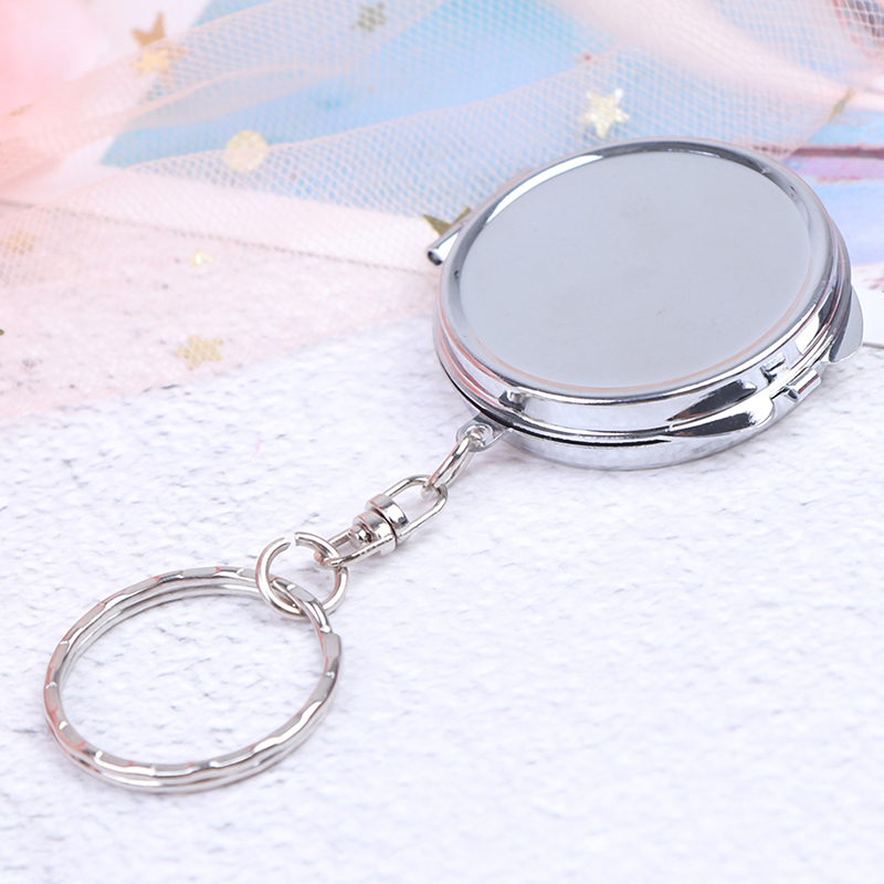 1Stck Tragbaren Schlüssel Kette Klapp Spiegel Tasche kompakt machen-hoch Kosmetik Spiegel Mit Schlüssel Ring