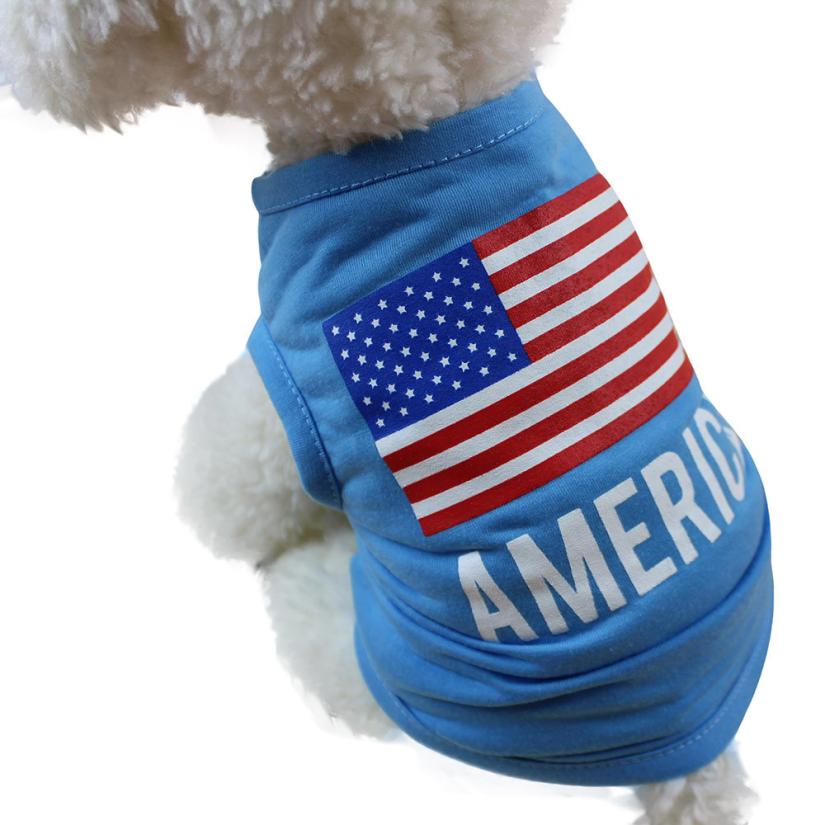 Haustier Kleidung Hund Amerikanische Flagge niedlich Haustier Weste Kleidung Kleine Welpen Kostüm Kleidung Weste Haustiere Acessorios 17SEP8