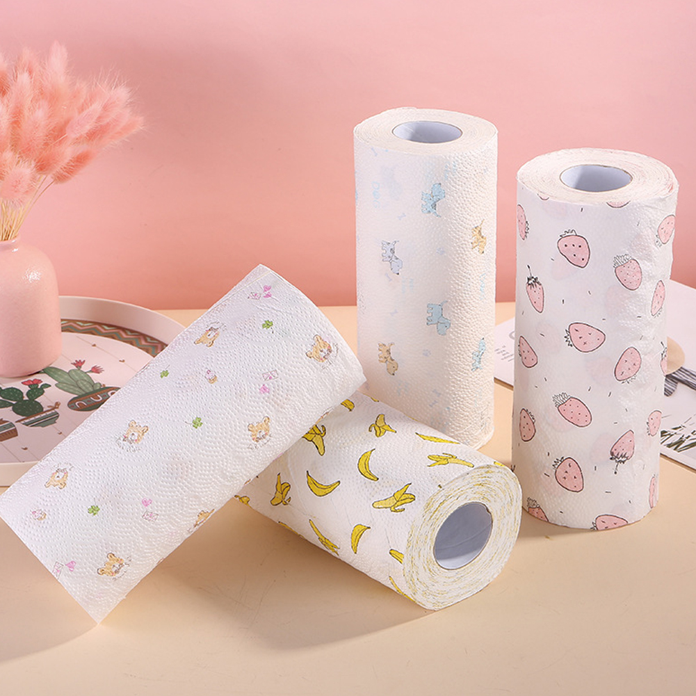 Küche rollen Papier Öl-absorbierend saugfähig Drucken Papier Handtücher Einweg faul Reinigung Lappen Papier