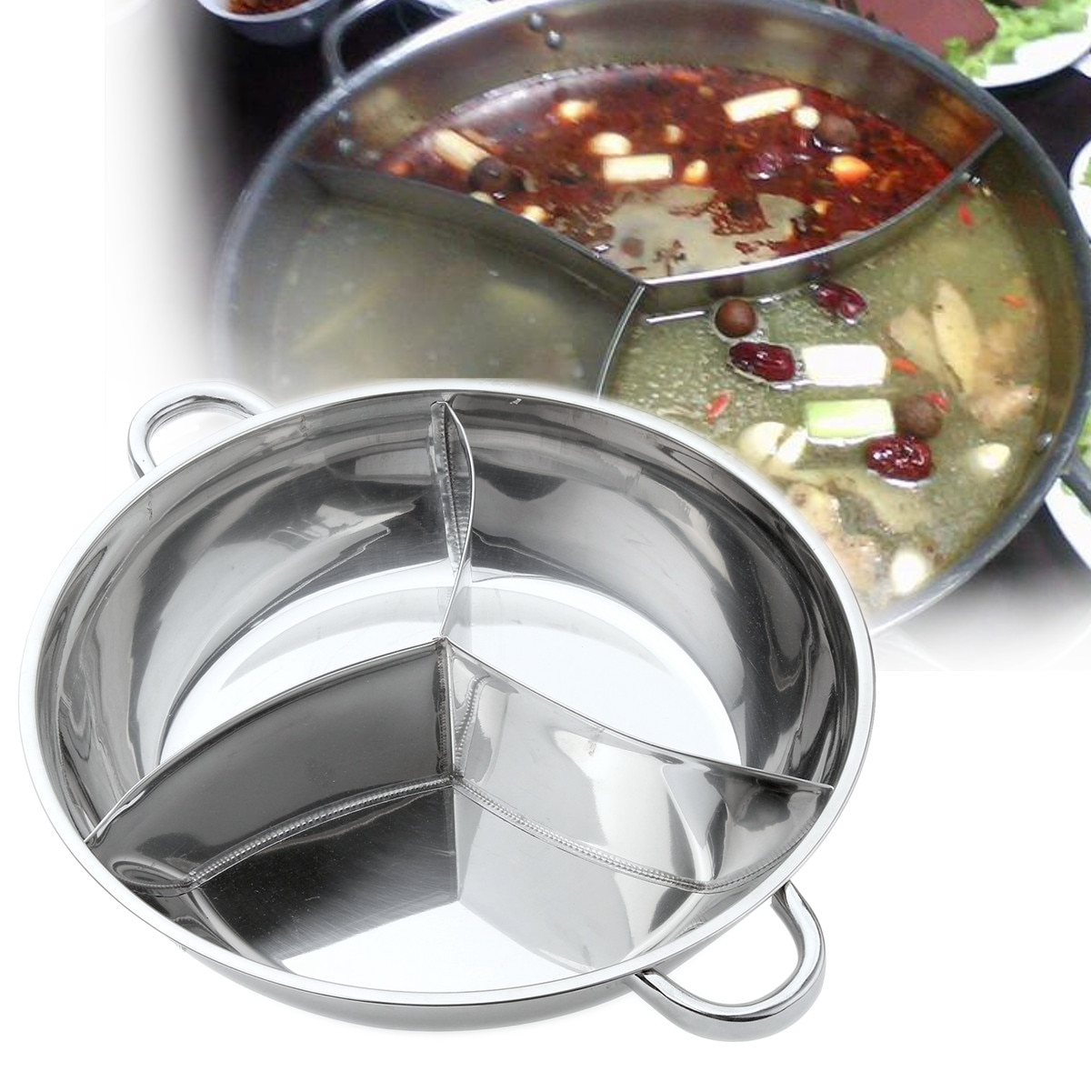 Küche Edelstahl Topf Drei Geteilt Kochgeschirr Induktion Topf Topf Ausgeschlossen Kompatibel Kochen Werkzeuge
