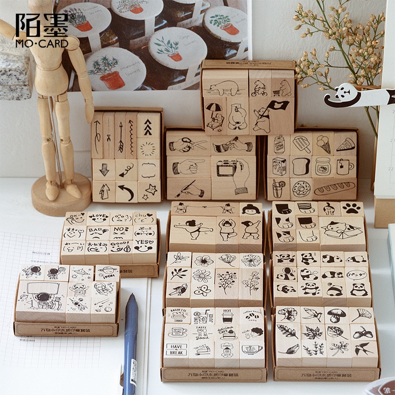 Jahrgang Katze Bär Panda Ebene Leben stempel DIY holz stempel für scrapbooking schreibwaren scrapbooking Standard stempel