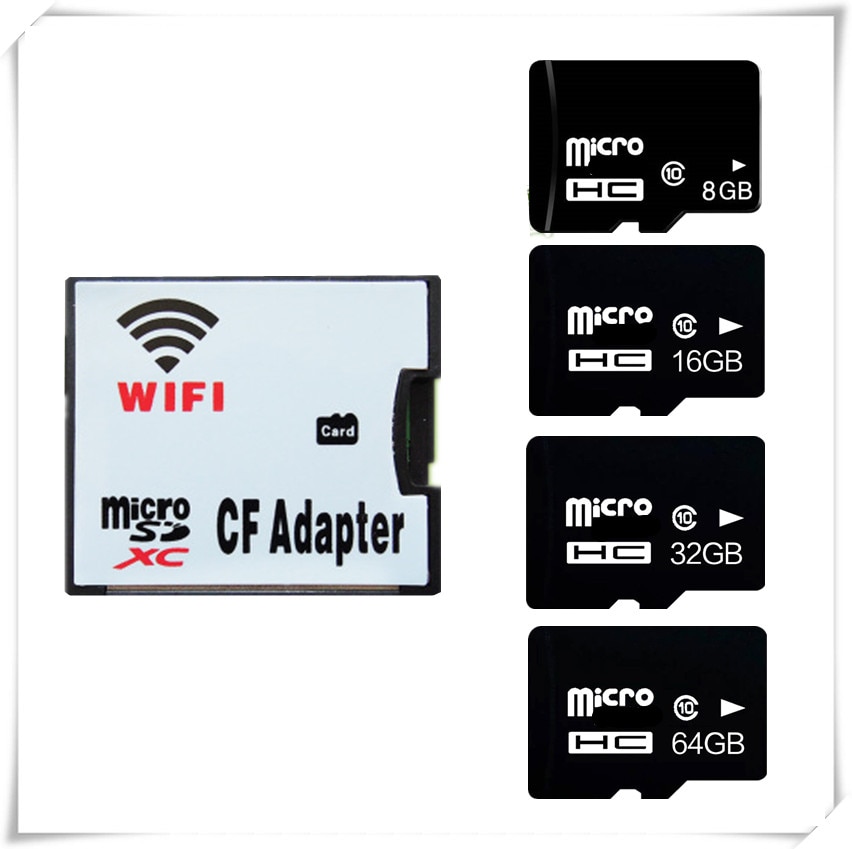 Drahtlose wifi CF karte Adapter + Mikro sd sdhc sdxc karte 64 GB 32 GB 16 GB 8 GB class10 wifi drahtlose MicroSD Speicher TF Karte
