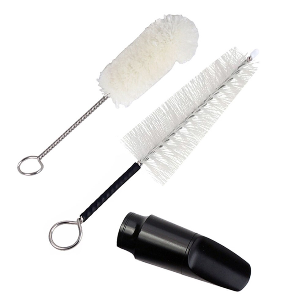 Alt Saxophon Mundstück mit 2 stücke Mundstück Reinigung Pinsel für Saxophon Instrument Zubehör (Weiß)