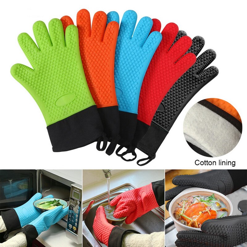 Lebensmittel Klasse Kochen Ofen Handschuhe Wärme-Besteändig Silikon Handschuhe Verdickt Grill Handschuhe Wärme-beständig Kochen Grill-Werkzeug