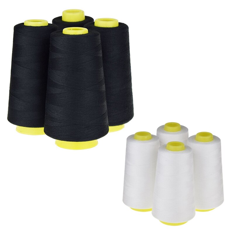 4 kegel (3000 Meter jedes) nähgarn Polyester Themen Spule von Themen (402#) für Nähmaschine und Hand (Weiß)