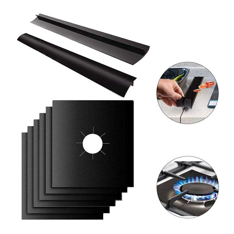 6 Stck Gasherd Brenner Deckt + 2 Stck Küche Silikon Herde Zähler raum Abdeckung, Mehrweg Gas Palette Protektoren