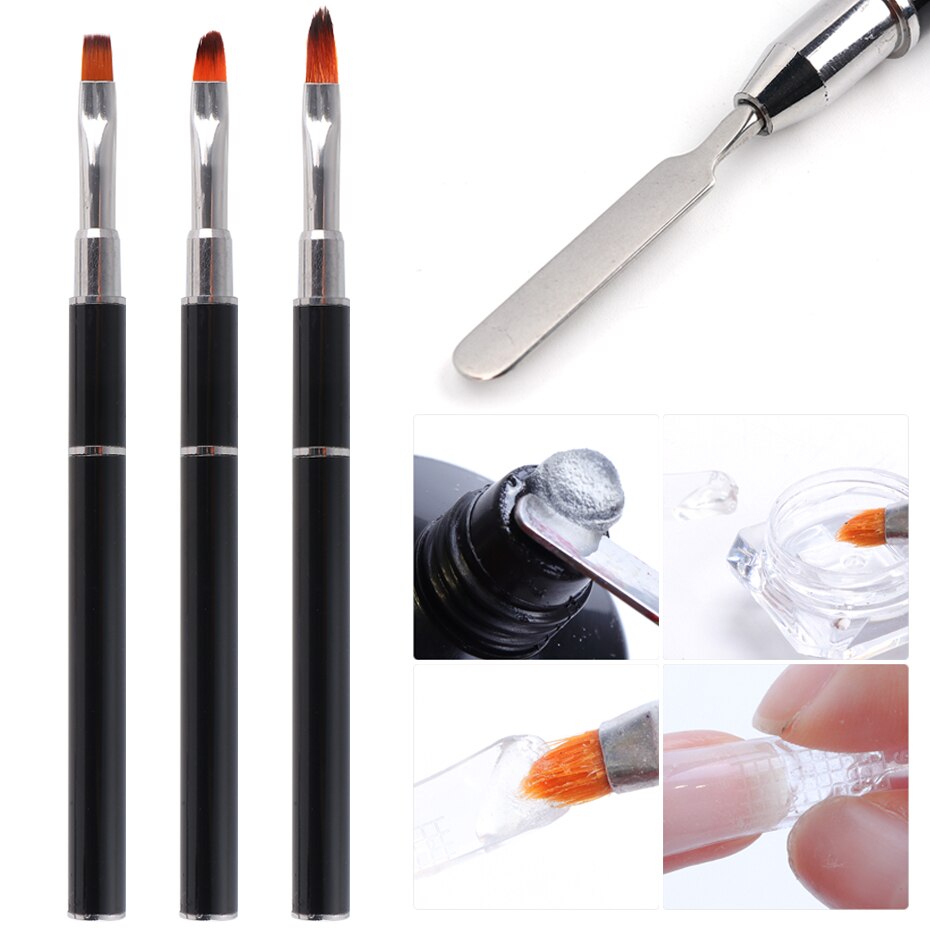 3 stücke Doppel-ende Nagel Kunst UV Gel Pinsel einstellen Für NäGel Finger Erweiterungen Acryl Malerei Zeichnung Carving Stift manikübetreffend Werkzeuge JI1843