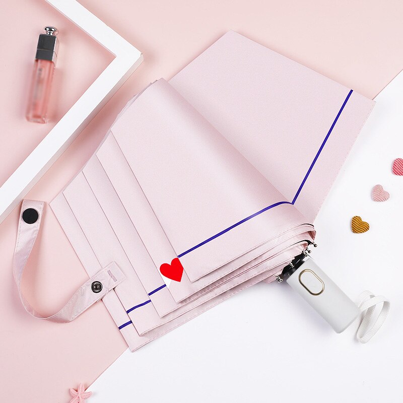 Einzigartige 3 falten regenschirm Liebe automatische regenschirm regen frauen weiblichen Koreanischen kreative drei-falten regenschirm UV sonnenschirm