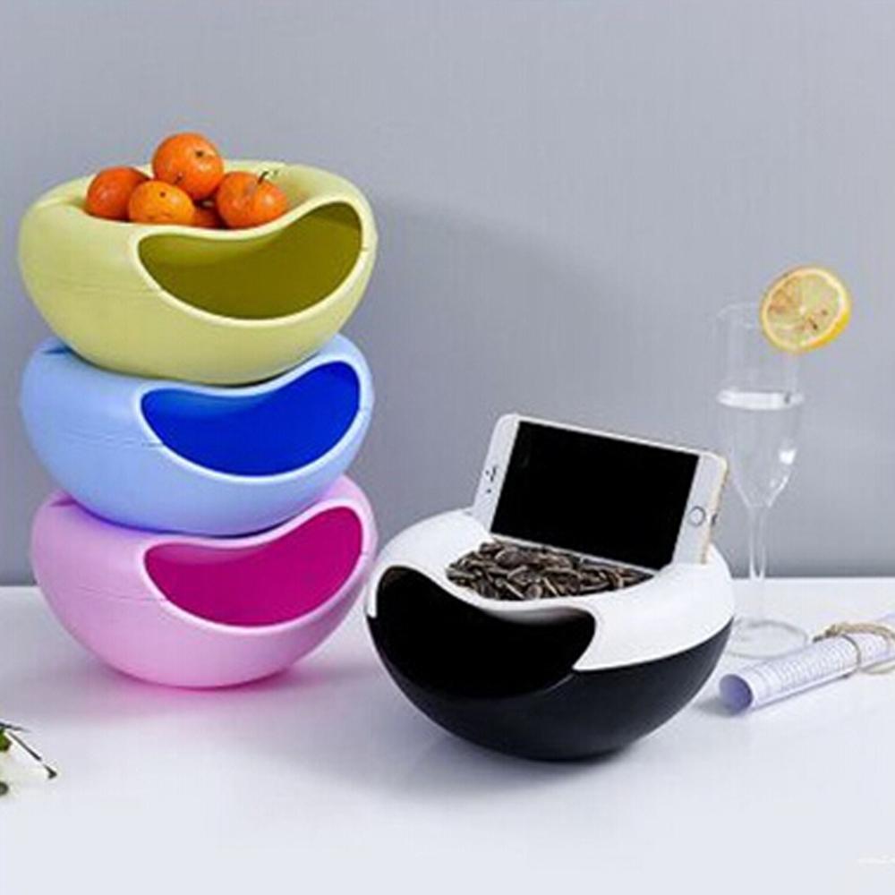 kunststoff Obst Erzähler Erzähler Multifunktions Doppel Schicht Snack Platten murmeln Melone Samen Schüssel Lagerung Kasten Mülleimer Telefon Halfter